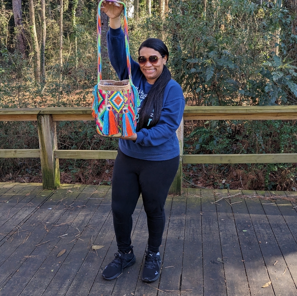 SOLD / Authentic handmade Wayuu bag/ Matizado- Multicolored / Size L. - Picture 2 of 7